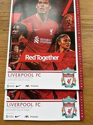 £4 • Buy Liverpool V Tottenham  - April 30th 2023 2x Programmes