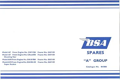 BSA A7 A10 Parts Book Fully Illustrated Spares 1958-62 Golden Flash Super Rocket • $31.61