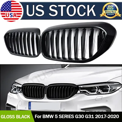 Shiny Black Front Kidney Grilles Grills For BMW G30 G31 5-Series 530i 540i 17-20 • $30.26