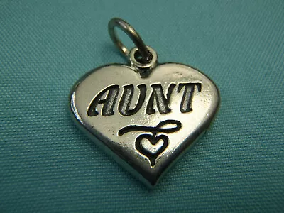 Aunt Heart Niece Nephew Gift 925 Solid Sterling Silver Charm Pendant MADE IN USA • $18.50