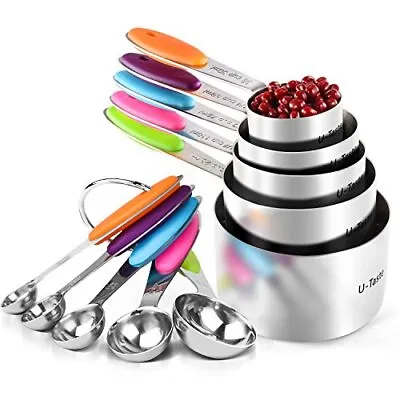 U-Taste 18/8 Stainless Steel Measuring Cups And Spoons Set Of 10 Upgraded • £33.29