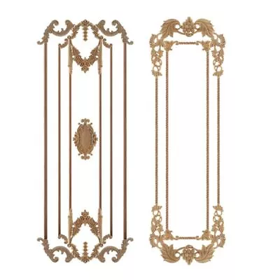 Long Leaves Rubberwood Decal Wood Applique Furniture Door Decoration Accessories • $95.19