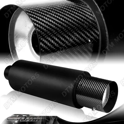 4  N1 Carbon Tip Black Stainless Steel Muffler W/ 2.5  Inlet+Silencer Universal • $39.88