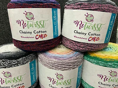 Retwisst Recycled Chainy Cotton Cake Wool/Yarn Knitting/Crochet 250g* Various • £7.20