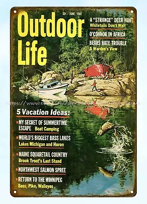 Southwestern Decor 1965 Fishing Outdoor Life Metal Tin Sign • $18.83