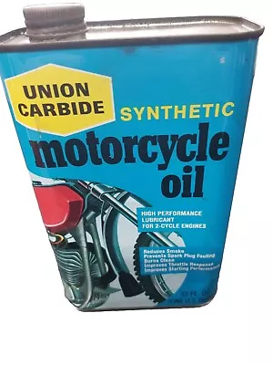 Vintage Union Carbide Synthetic 1 Quart Motor Oil Can Nos Motorcycle Graphic 529 • $54.95