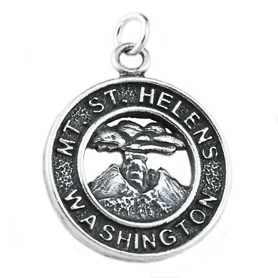 Mount Mt St Helens Volcano Washington 925 Solid Sterling Silver Charm Pendant • $22.95