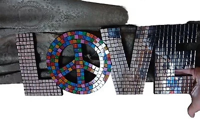 Vintage LOVE Mirror Mosaic Pop Art Wall Sign LGBTQ Rainbow Decor Retro • $140