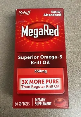 $12.99 • Buy Schiff MegaRed Superior Omega-3 Krill Oil 350mg 60 Softgels EXP 05/2023^ NEW BOX