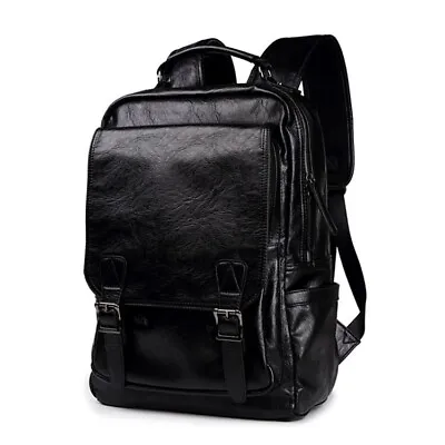 Men's Leather Shoulder Backpack Travel College Laptop Bag Daypack Sport Bookbags • $32.39