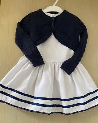£25.99 • Buy Girls Sarah Louise White Dress Age 3 Sailor Style & Tommy Hilfiger Cardigan 92