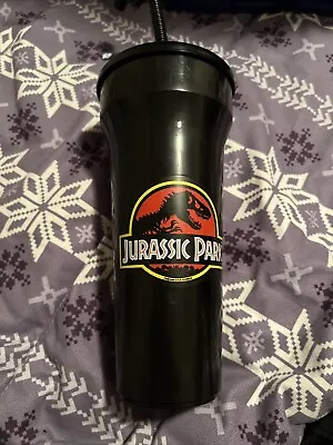 VTG 1992 JURASSIC PARK Black Drink Water Bottle Straw Cup Dinosaur Promo Prize • $8