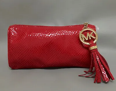 $49.99 • Buy MICHAEL KORS For Estee Lauder Red Snakeskin Print Make Up-Cosmetic Bag-NEW!