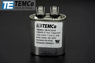 TEMCo 7.5 Uf/MFD 370-440 VAC Volts Oval Run Capacitor 50/60 Hz -Lot-1 • $13.45