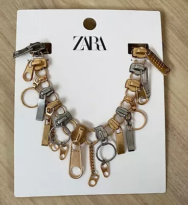 ZARA Gold/Silver Zipper Pull Tab Necklace : 4548/031 : ALL SIZES • $37.99