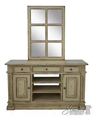 L63652EC: Distressed Painted Finish Bookcase Credenza W. Mirror • $1295