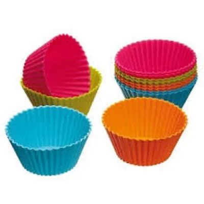 24 Quality Assorted Colors Reusable Silicon Cupcake/Muffin Cases/Molds • $9.49