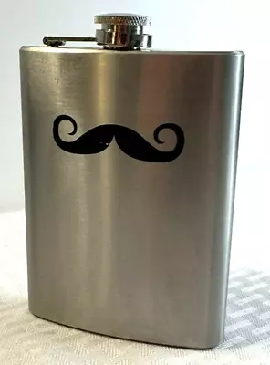 Stainless Steel Bar-Basic Mustache Hip Flask 6 Ounces • $10.99