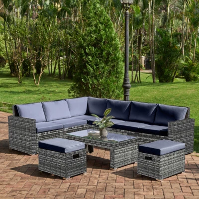 £449.99 • Buy Rattan 8 Seater Corner Group Garden Furniture Set Outdoor Table Sofa Stool Yard