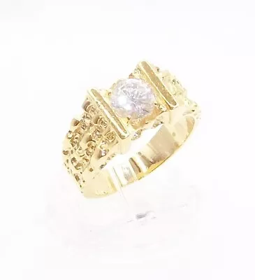 Men's Faux Diamond Nugget Styled 14 Kt. G.E. Gold Tone Fashion Ring .. Se102 • $4.95