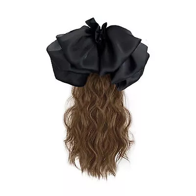 1 Set Curly Wig Fluffy Hair Styling Women Bow Ponytail Long Hairtie Wig Natural • $10.85