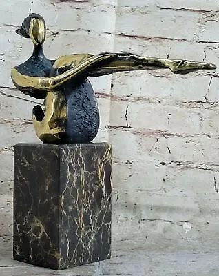 Abstract Modern Art Mid Century Female Gold And Green Patina Bronze Sculpture • $299