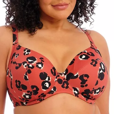 Elomi TERRACOTTA Kotiya Plunge Underwire Bikini Swim Top US 38H UK 38FF • $42.25