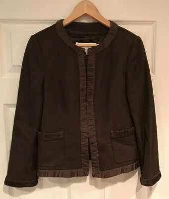 Zara Woman Dark Brown Jacket W/ Ribbon Trim Size 8 (US) • $1.25