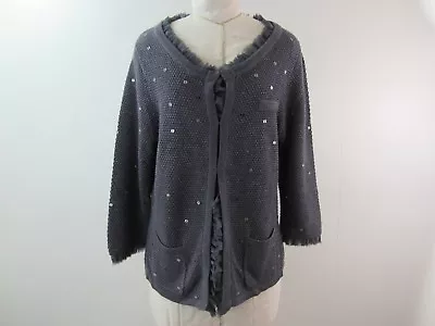 My Favorite Things Colleen Lopez Sequins Sparkle 3/4 Sleeve Cardigan Size L • $20.89