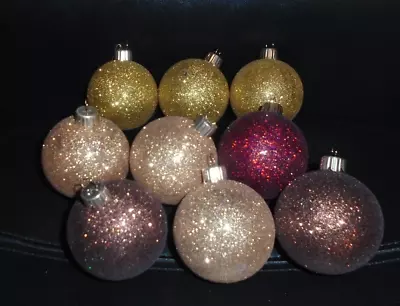 Mixed Lot Of 9 Martha Stewart Mse 2  Glitter Ball Ornaments Goldbrown • $10