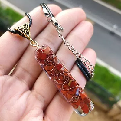 1pcs Flame Jasper Stone Orgonite Necklace Energy Chakra  Healing Amulet • $0.01