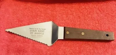 Vtg State Bank Of Markle Advertising Serated Pie Server Huntington Co. Indiana • $9.99