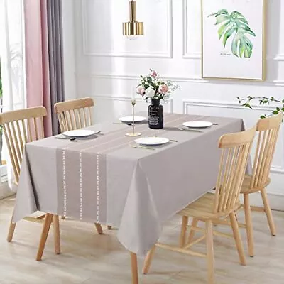  100% Waterproof Rectangle PVC Tablecloth Vinyl Table 52X70in Coffee Line • $16.18