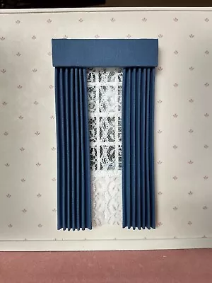 Cadet Blue Dollhouse Curtains 1:12 Scale • $12.49