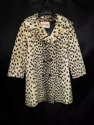 Vintage 60s Hens Kelly S Faux Fur Coat Swahili Cheetah Print Mod Button Front Sm • $74.99