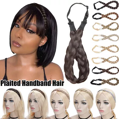 Real As Human Thick Plaited Braided Headband Chunky Hair Extensions Hair Band US • $7.80