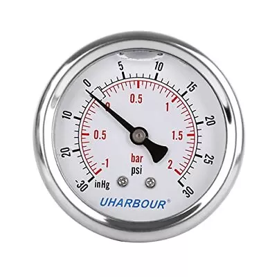 Glycerin Filled Vacuum Pressure Gauge -30HG/30PSI 2-1/2  Clear Dial Vacuum Ga... • $21.90