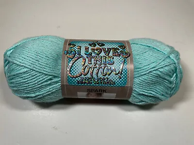 I Love This Cotton AQUA SPARKLE #4 Worsted Weight Yarn Skein • $7.95