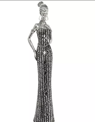 Lp44066-Silver Art Masai Woman Long Standing Masai African Lady In Long Dress • £22.95