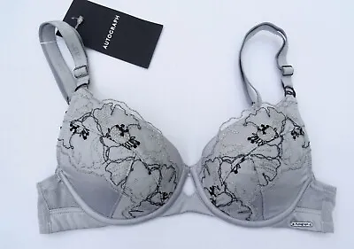 M & S Autograph Allure Satin Embroidered  Padded Bra  Silver Marks Spencer  • £8.99