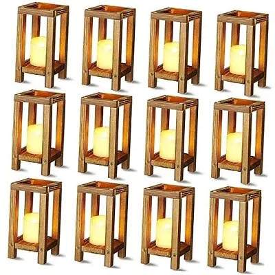 12 Set Mini Wooden Candle Lantern Rustic Lantern Wedding Centerpiece Mini  • $41.10