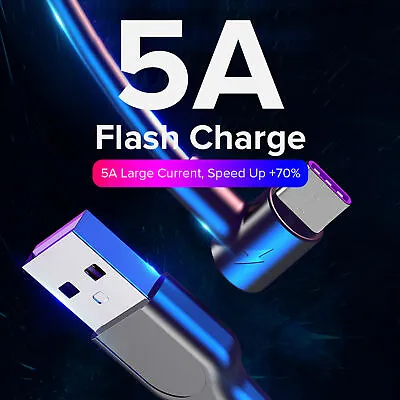 Type C USB C 3.1 Fast Charging Charger 5A Cable 90 Degree Right Angle UK • £3.89
