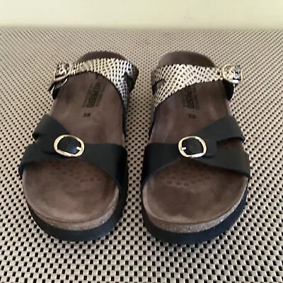 Mephisto Women's Hannel Slide Leather Sandals Black - Size 38 EU 8 US • $32