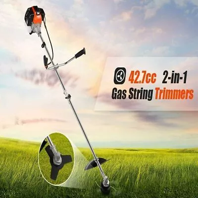 42.7CC 2 Stroke 2-in-1 Gas Straight Shaft String Grass Trimmer Weed Eater Cutter • $155.99