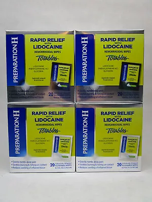 4 Preparation H Rapid Relief Rectal Pain Hemorrhoid Wipes Glycerin Numbing Agent • $42