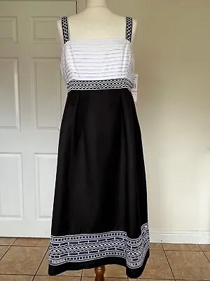 £12 • Buy JESSICA HOWARD UK14, BNWT Black And White Linen Mix Strappy Midi Dress, Lined 