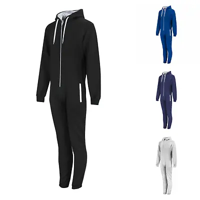 In One Piece Tracksuit Mens Playsuit Hooded 1Onesie All Jumpsuit Romper Full Zip • £14.99