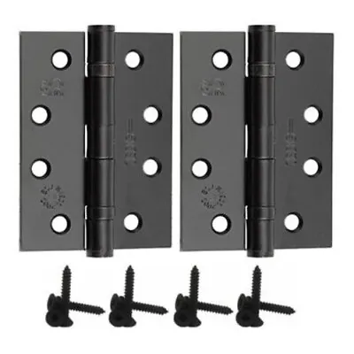 Black 4  Ball Bearing Door Hinge 100mm Suit Internal Doors Pair + BLACK Screws • £2.90