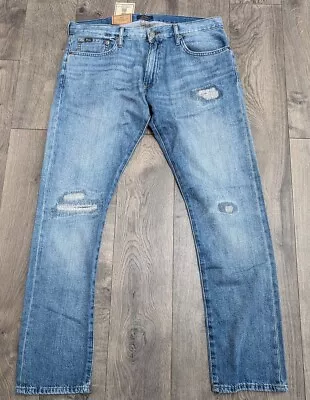 Polo Ralph Lauren Jeans Mens 33x32 Sullivan Slim Patchwork Distressed • $49.99