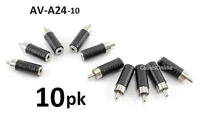 10-PACK 3.5mm Mono Female Jack To RCA Male Plug Adapter CablesOnline AV-A24-10 • $8.35